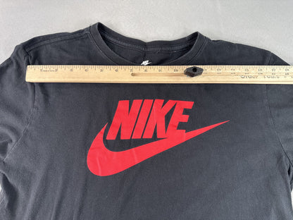 Nike Long Sleeve Shirt L Black All Over Print Cotton Crewneck Athletic Unisex
