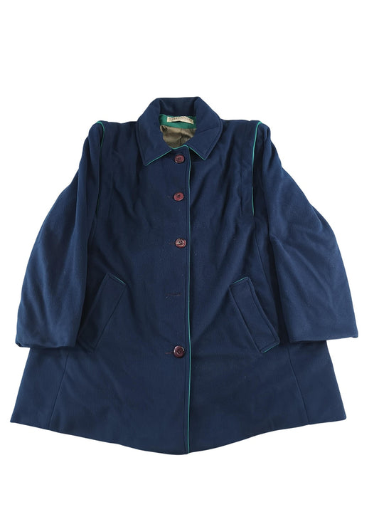 Vintage Kashmiracle by Wellington Coat Womens Medium Blue Green Trim Made USA