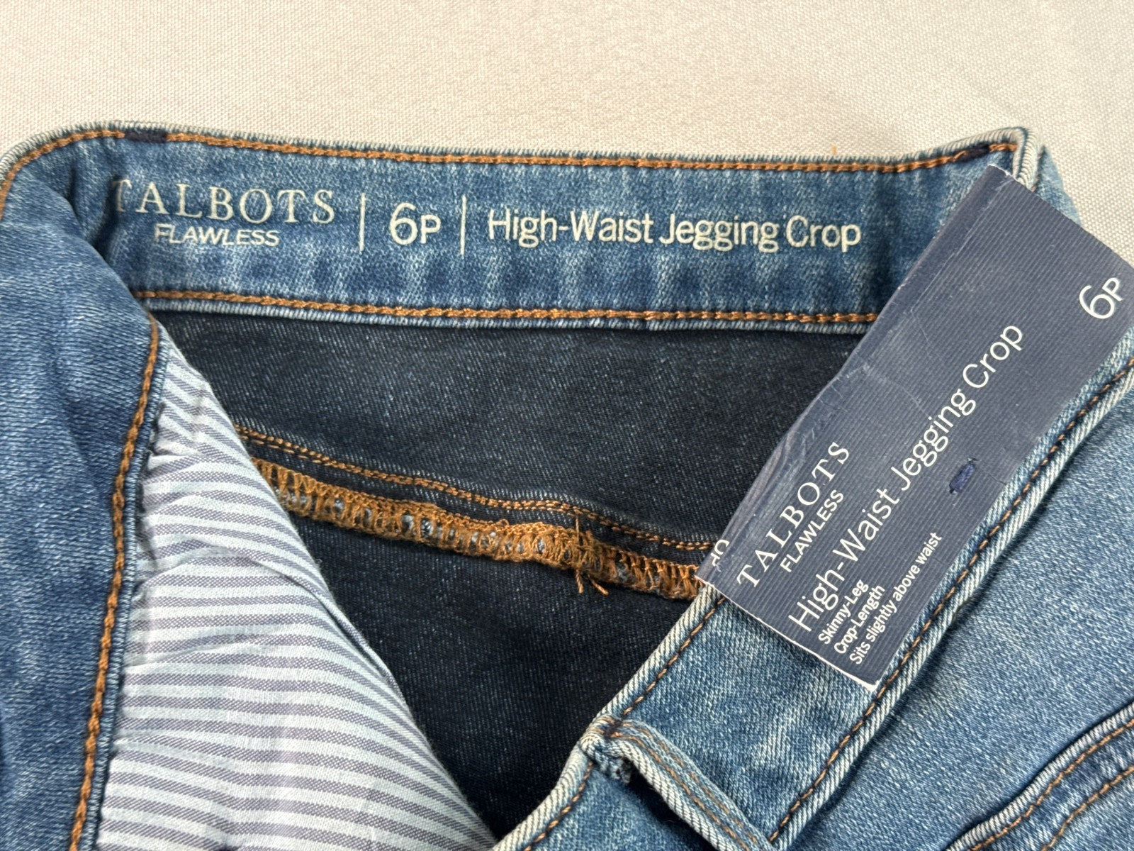 Talbots Flawless High Waist Jegging Crop Jeans Womens 6P Blue Stretch Denim