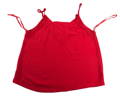 Monteau Los Angeles Red Double Strap Cami Tank Top Women Large V Neck Flowy