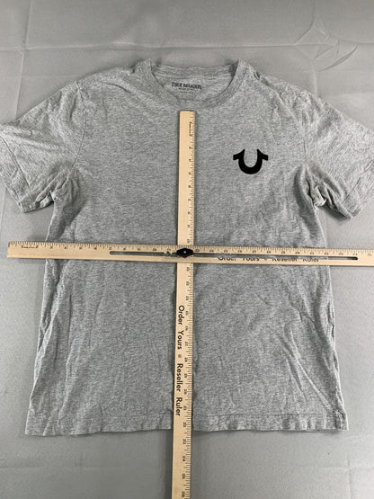 True Religion Shirt Mens Large Gray Graphic Tee Crafted With Pride Logo Cotton