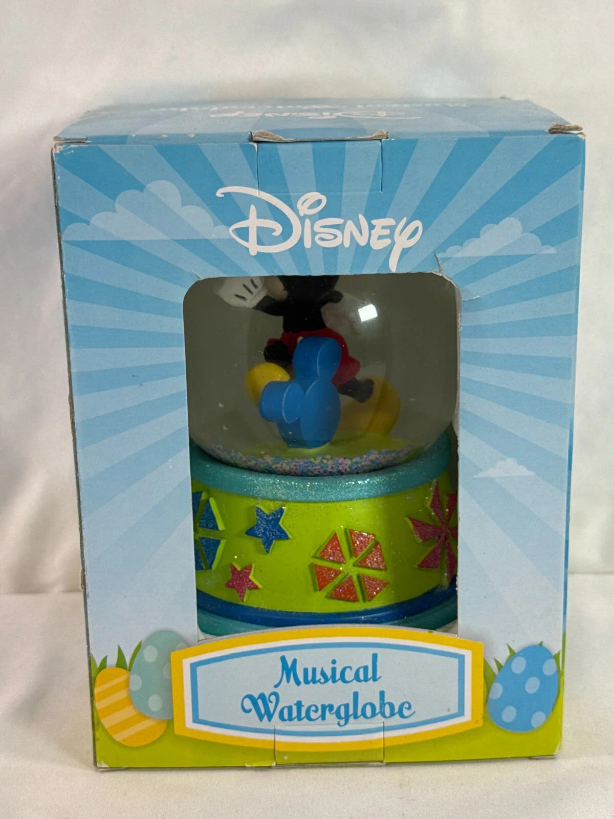 Disney Mickey Mouse Musical Waterglobe Kohl’s Exclusive Neon Stars Boxed 5" Tall
