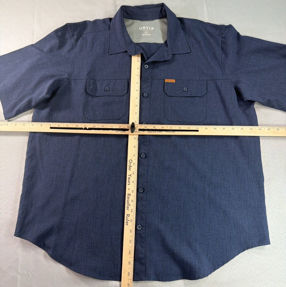 Orvis Button Up Tech Shirt Mens 2XL XXL Blue Lightweight Outdoors Apparel NWT