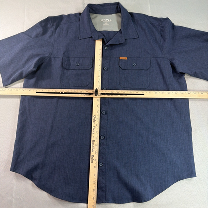 Orvis Button Up Tech Shirt Mens 2XL XXL Blue Lightweight Outdoors Apparel NWT
