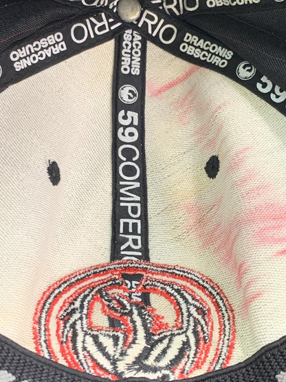 Draconis Obscuro Hat Cap Fitted Mens Black Red Dragon Embroidered 59 Comperio