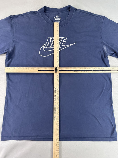Nike Graphic Tee Navy Cotton Crewneck Short Sleeve Regular Fit L Shirt