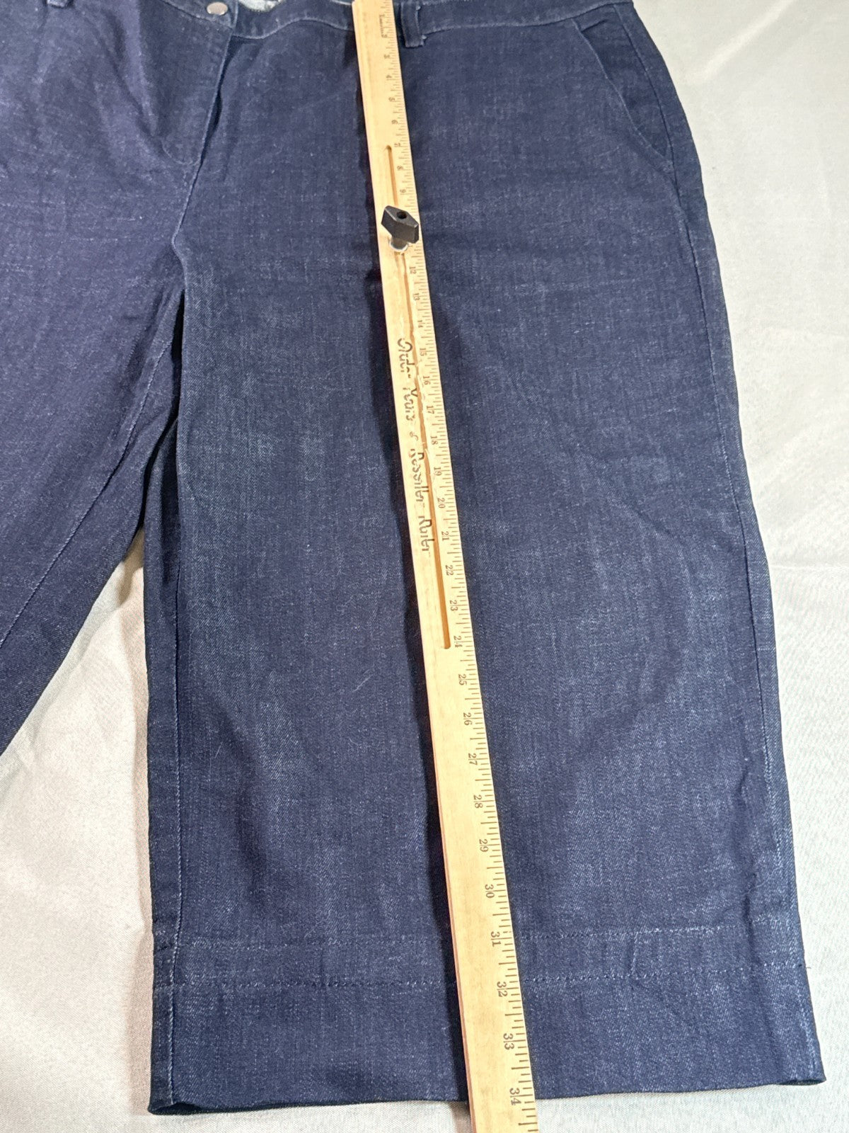 Eileen Fisher Denim Wide Leg Crop Pants Womens XL Blue Organic Cotton Stretch