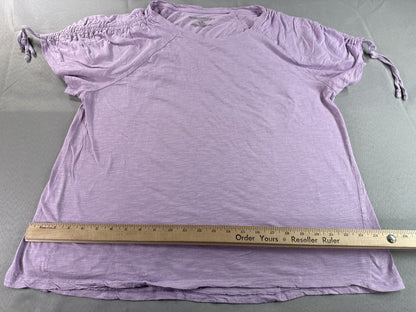Sweatshirt Project Lavender Drawstring Top 1X Scoop Neck Short Sleeve Rayon Long