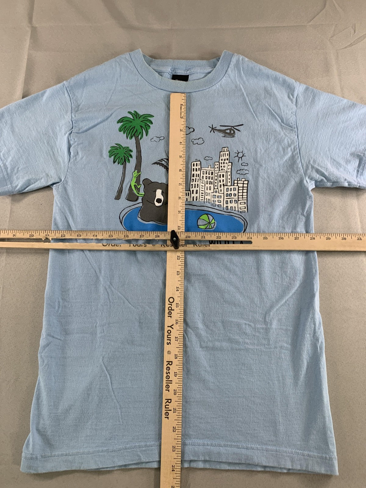 Hanes Shirt Mens Small Blue Wild LA Bear Skyline Graphic T-Shirt Tee California