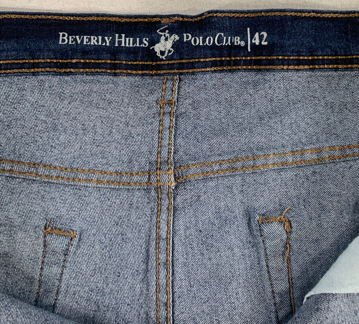 Beverly Hills Polo Club Jean Shorts Men’s 42 Blue Denim Baggy Fit Casual Zip Fly