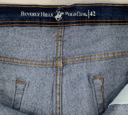 Beverly Hills Polo Club Jean Shorts Men’s 42 Blue Denim Baggy Fit Casual Zip Fly