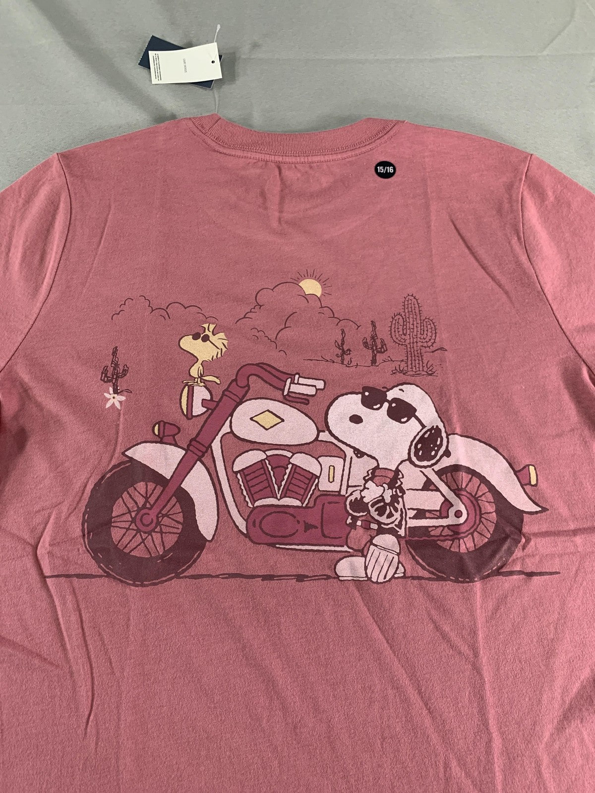 Snoopy Los Angeles Biker Club Shirt Youth 15/16 Pink Abercrombie Kids Graphic on