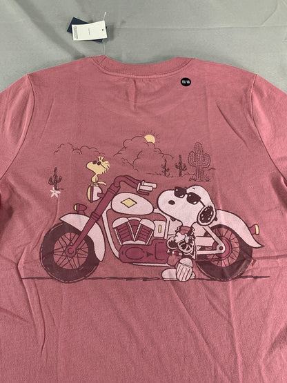 Snoopy Los Angeles Biker Club Shirt Youth 15/16 Pink Abercrombie Kids Graphic on