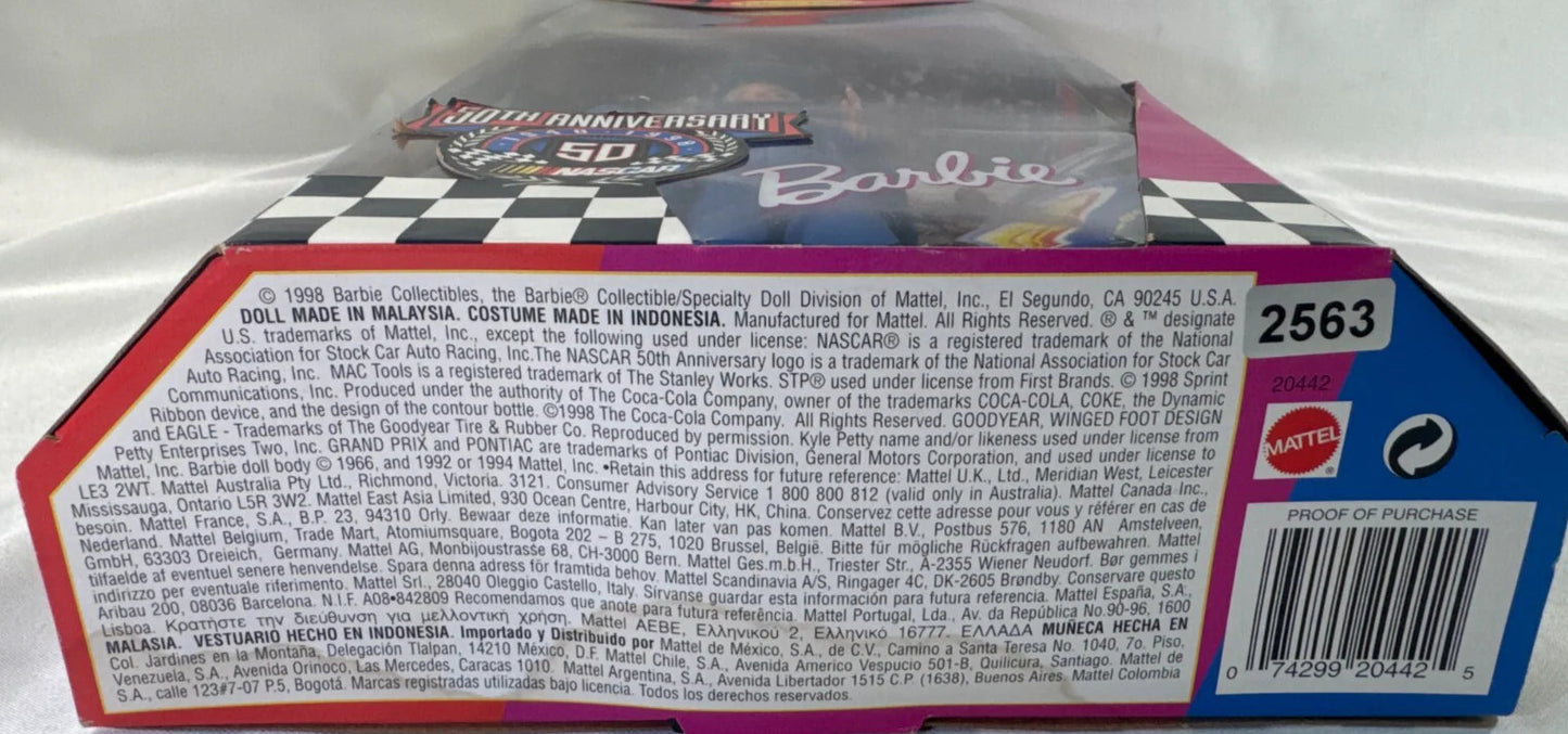 1998 Barbie NASCAR 50th Anniversary Collector Edition Doll Mattel Racing NIB
