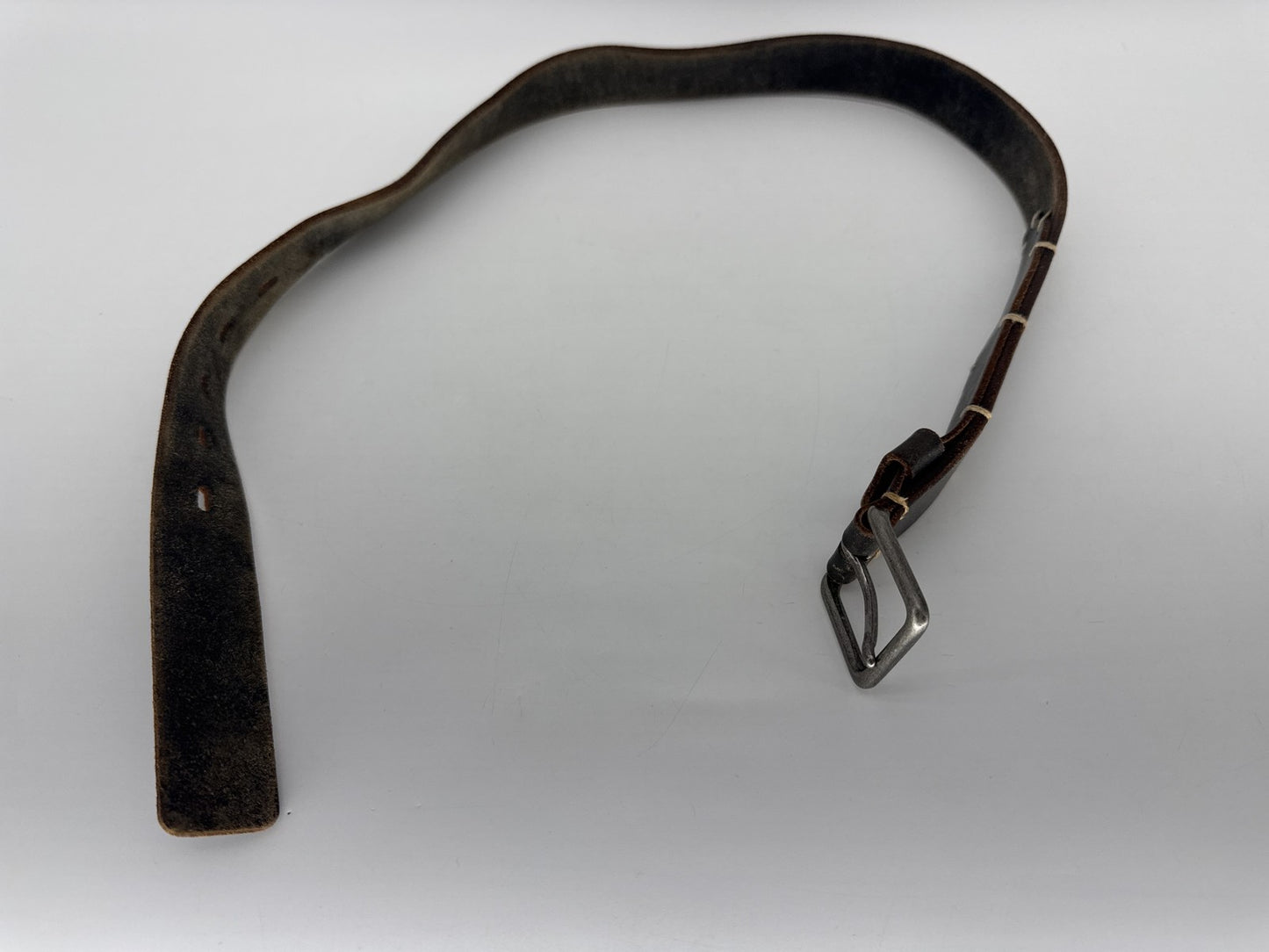ISSEY MIYAKE ACCESSORY Leather Belt Brown Classic Wide Embossed Vintage