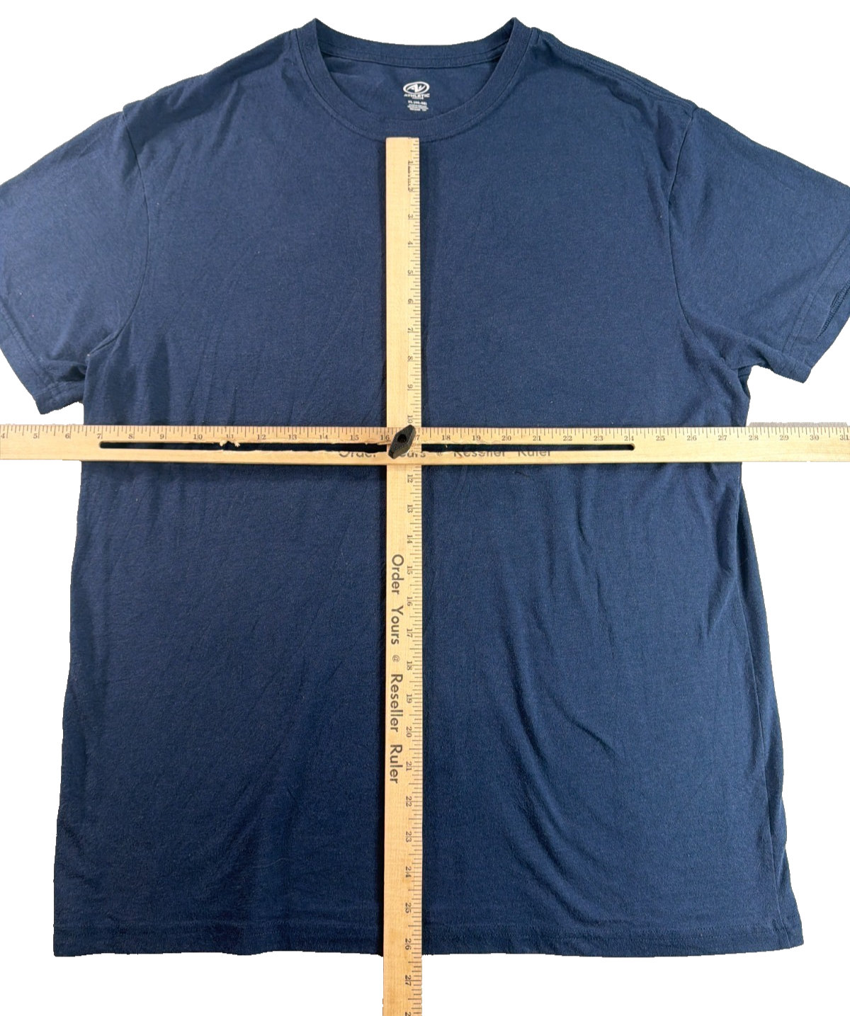 Athletic Works Men Navy Blue Crew Neck Short Sleeve T-Shirt XL 46-48 Soft Blend