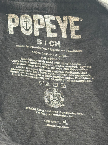 Popeye Sailor Man Graphic T-Shirt Womens Small Black 100% Cotton Licensed 2023