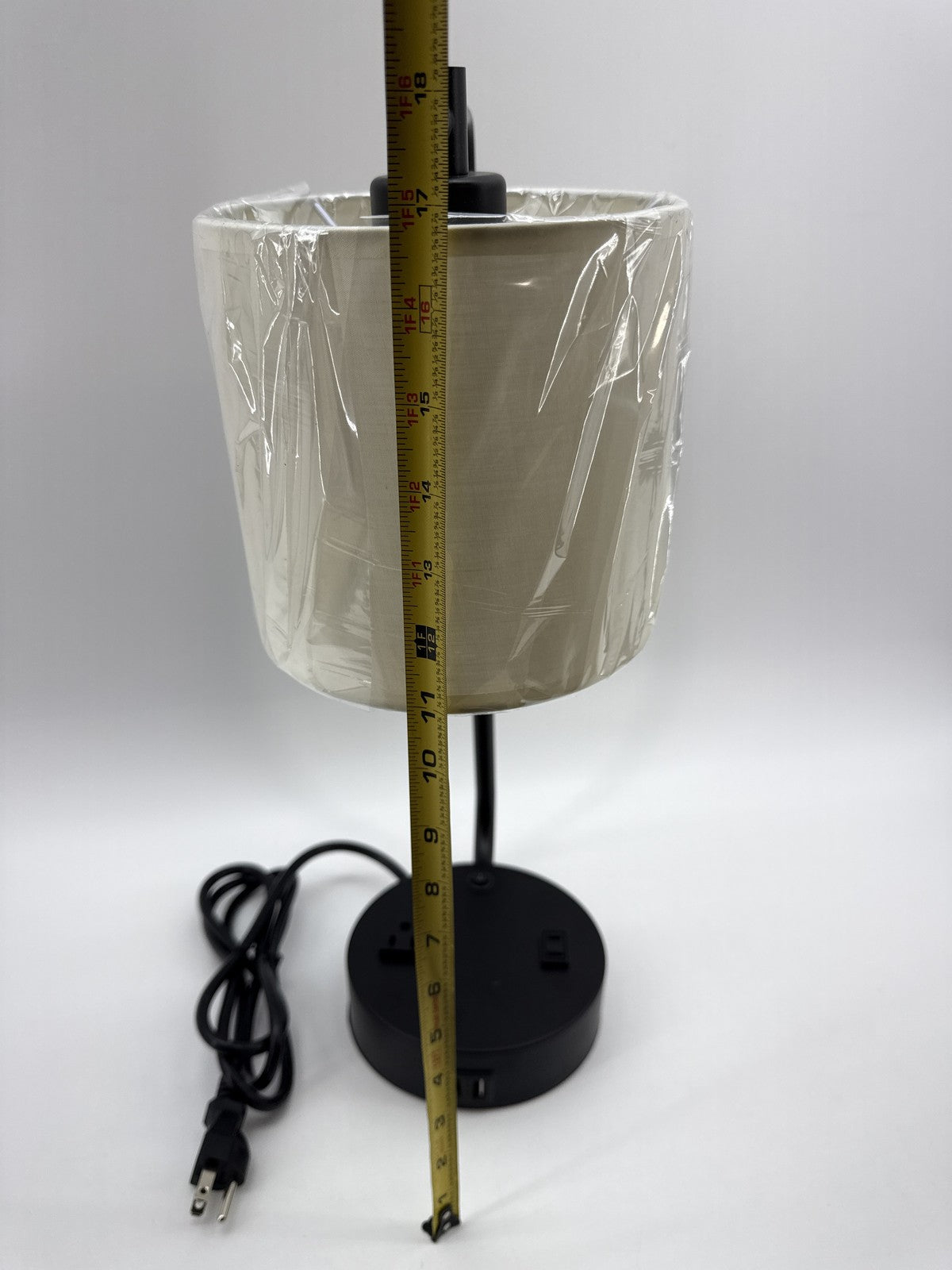 Modern Desk Lamp Black Metal Fabric USB Ports Power Outlets China Table Charging