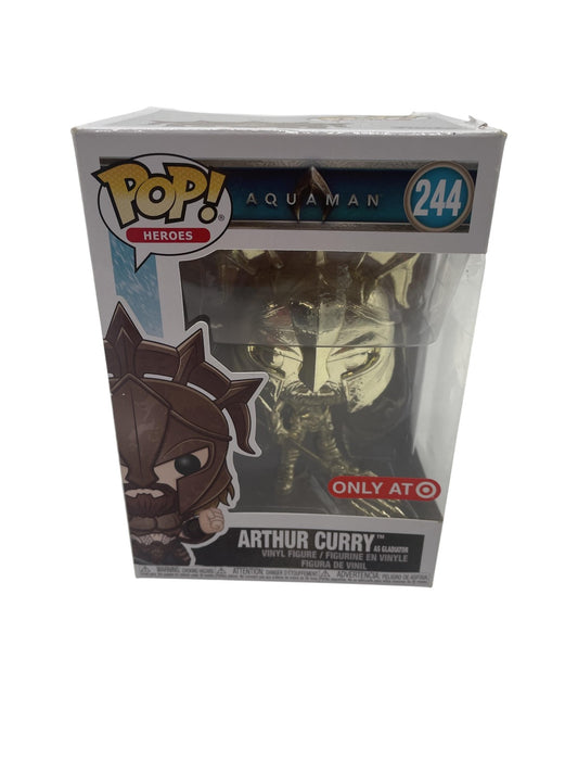 Funko Pop Aquaman Arthur Curry As Gladiator #244 Gold Chrome Target Vinyl Figure