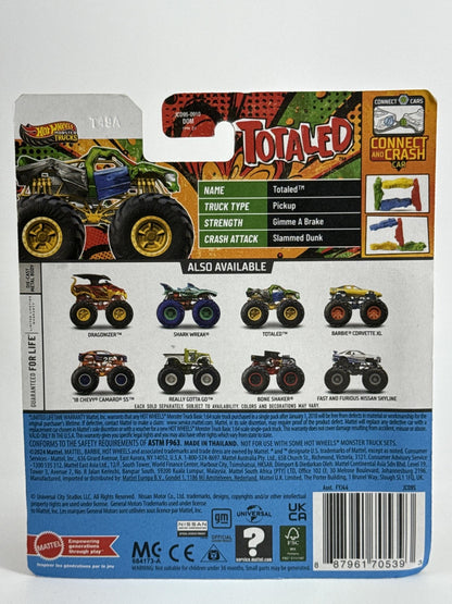 Hot Wheels Monster Trucks Totaled Totally Tooned 1:64 Diecast w Crushed Car 164