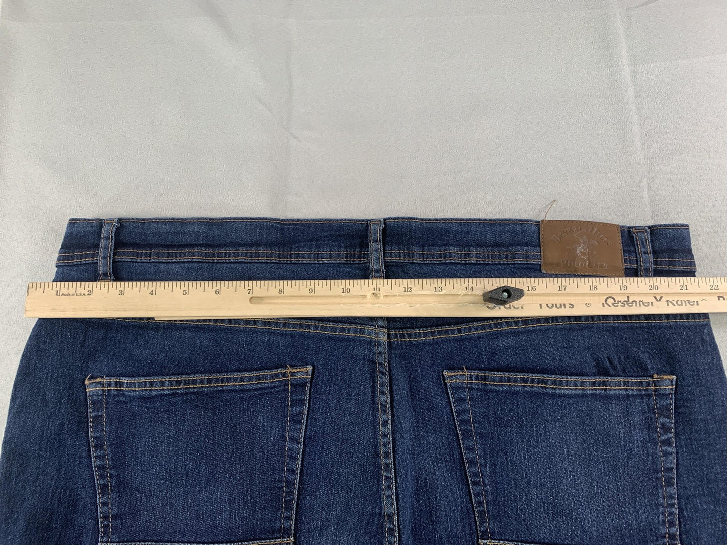 Beverly Hills Polo Club Shorts Mens 42 Blue Denim Relaxed Fit Distressed Casual