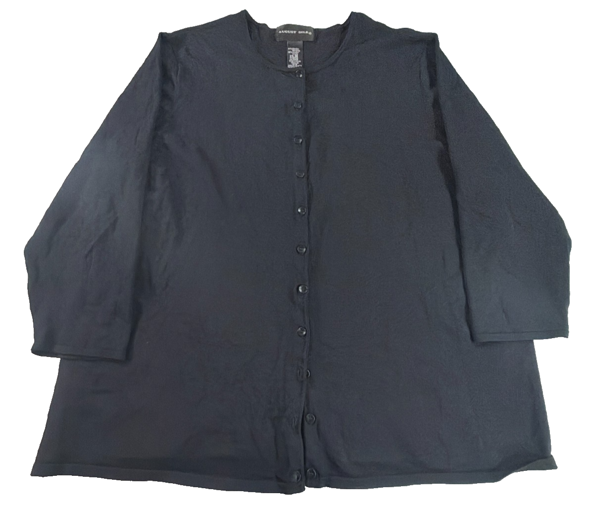August Silk Black Button Front Cardigan Jacket Long Sleeve Womens Plus 1X Rayon