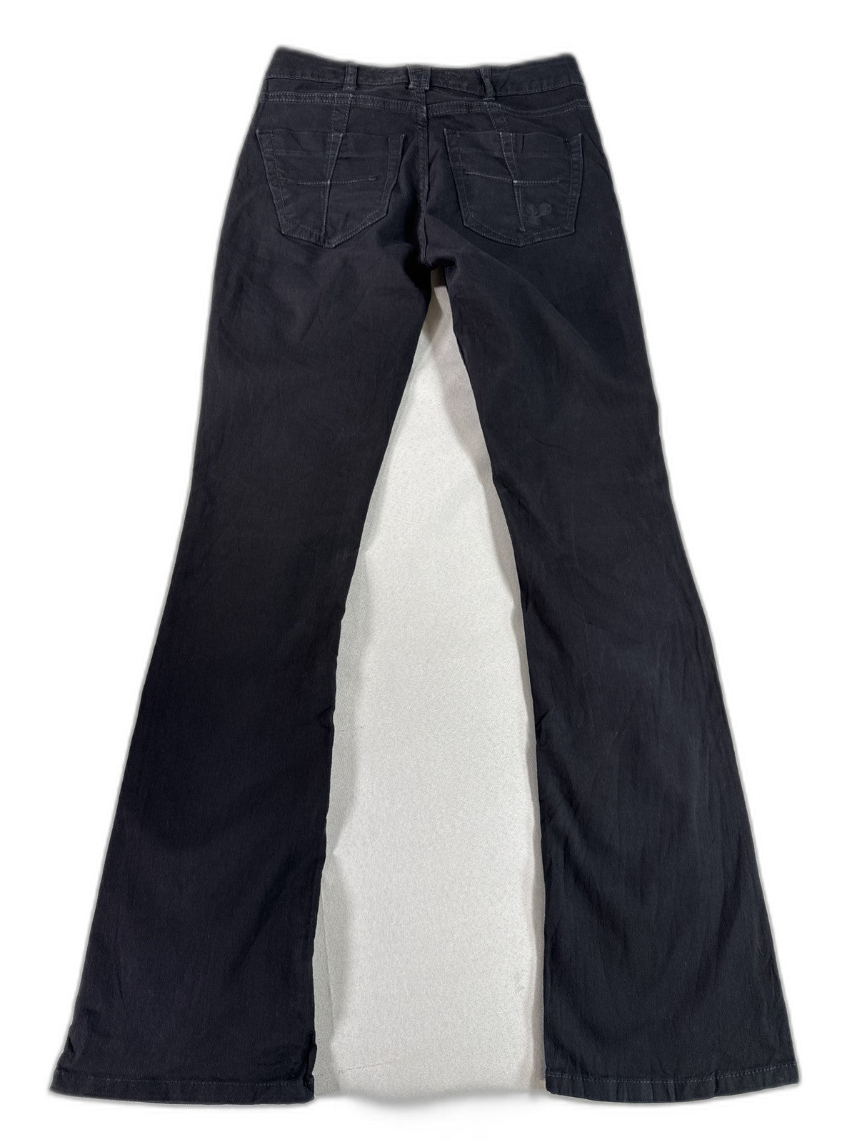 Yanuk Flare Jeans Womens 26 Black Cotton Blend Stretch Denim Five pocket Belt