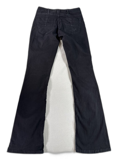 Yanuk Flare Jeans Womens 26 Black Cotton Blend Stretch Denim Five pocket Belt