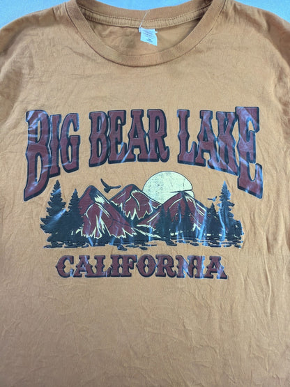 Big Bear Lake California Lane Seven LST002 Mustard Graphic Mountain Tee Mens M