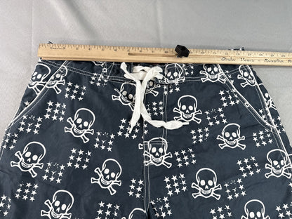 Cedarwood State Skull Pirate Swim Shorts 34 Black White 100% Polyester All