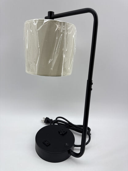 Modern Desk Lamp Black Metal Fabric USB Ports Power Outlets China Table Charging