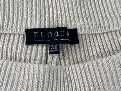 Eloquii Rib Knit Wide Leg Pants Cream Pull On Sweater Lounge Womens 26 28