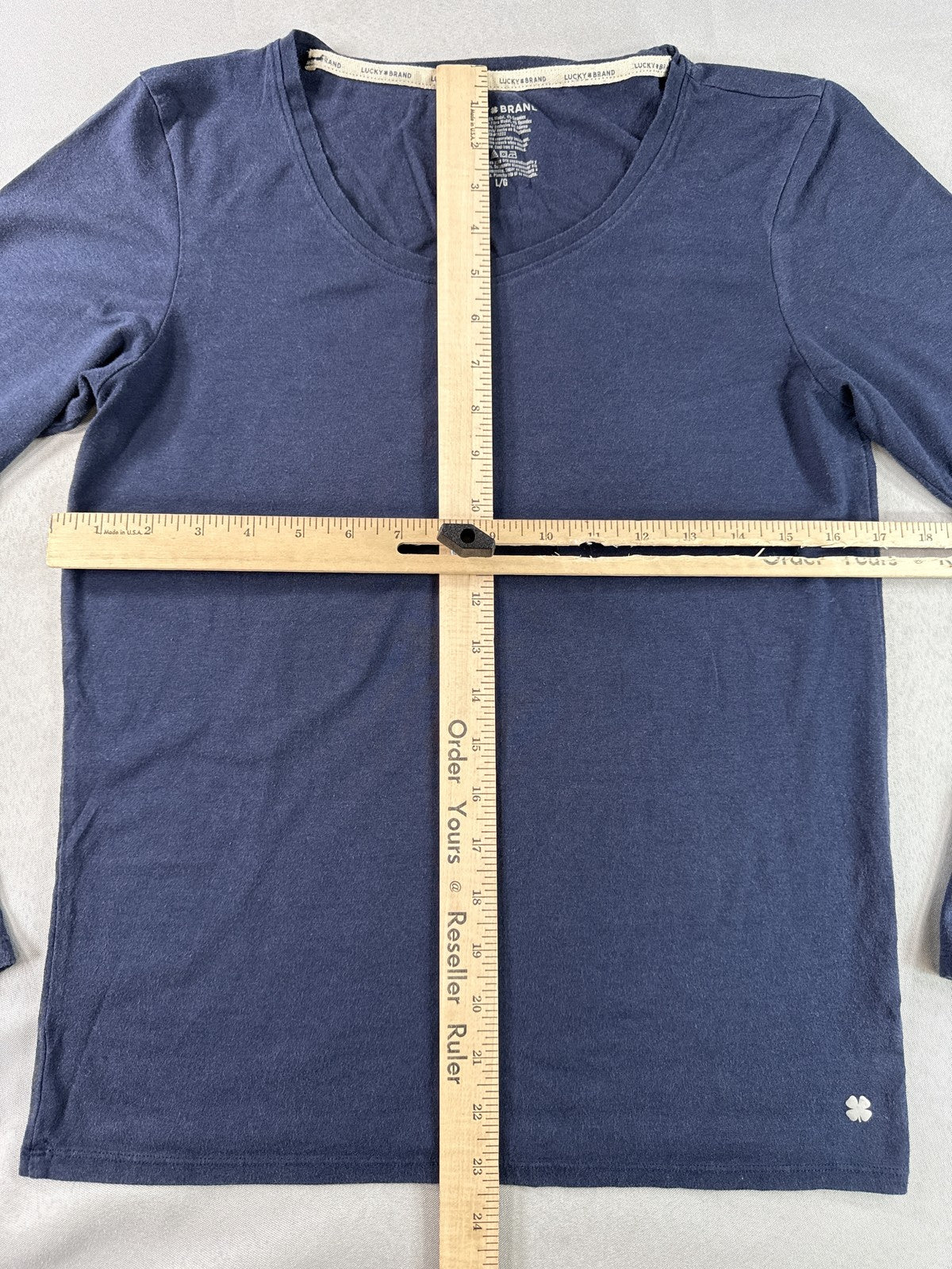 Lucky Brand Long Sleeve Top L/G Navy Blue Scoop Neck Cotton Modal Spandex Womens