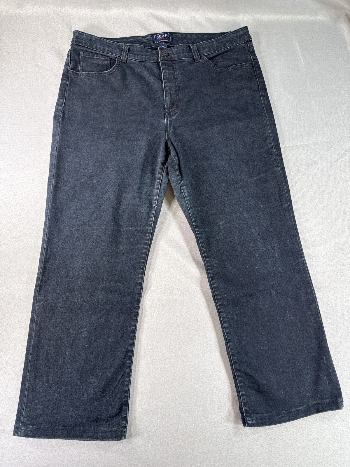 CHAPS Straight Leg Jeans 16 Black Cotton Blend Fit India Denim Classic Boho