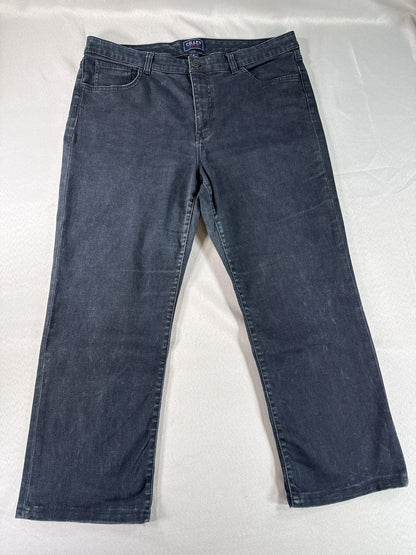 CHAPS Straight Leg Jeans 16 Black Cotton Blend Fit India Denim Classic Boho