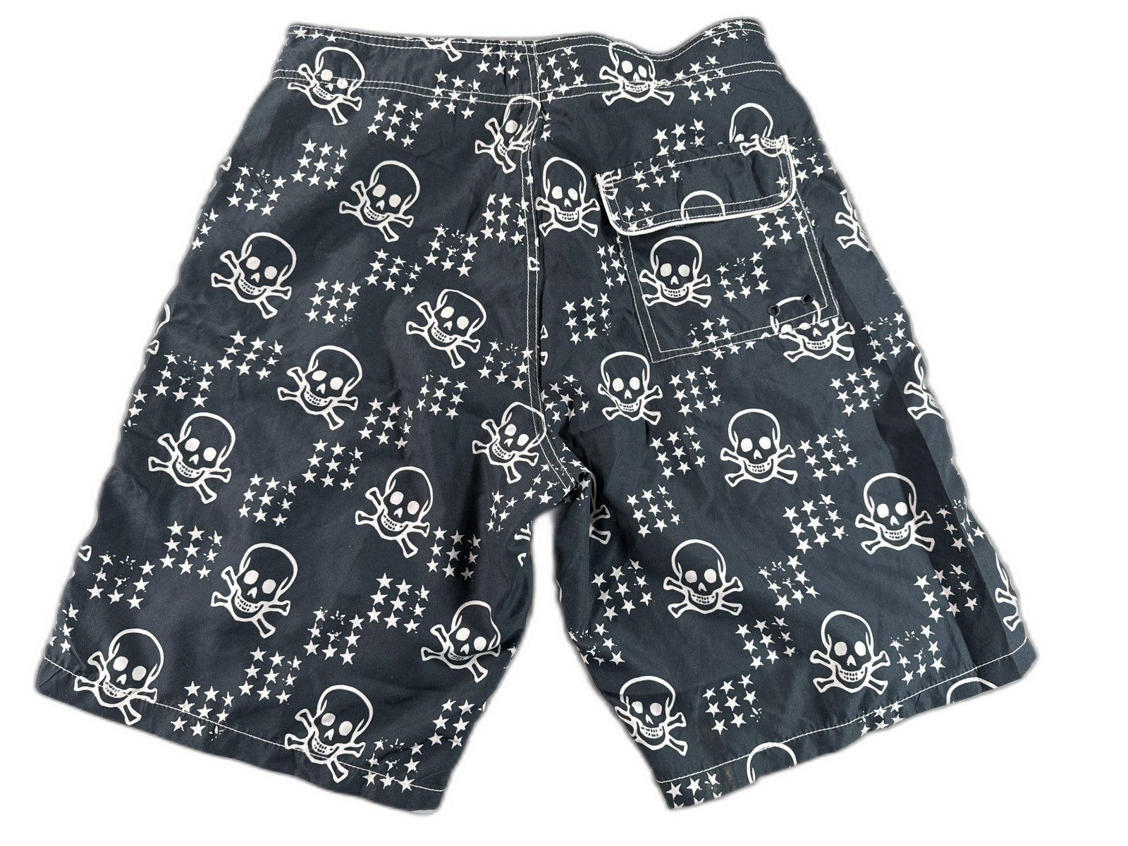 Cedarwood State Skull Pirate Swim Shorts 34 Black White 100% Polyester All