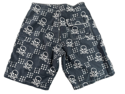 Cedarwood State Skull Pirate Swim Shorts 34 Black White 100% Polyester All