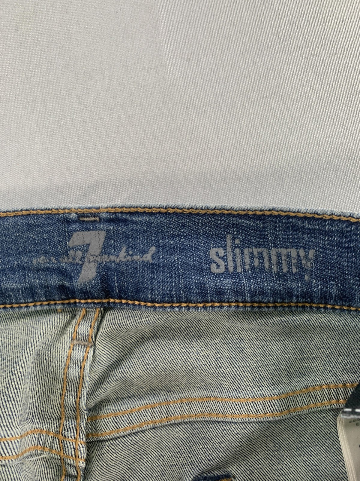 7 For All Mankind Slimmy Jeans Mens 31x24 Blue Wash Denim Slim Straight Zip Fly