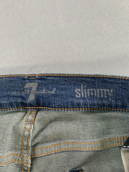 7 For All Mankind Slimmy Jeans Mens 31x24 Blue Wash Denim Slim Straight Zip Fly