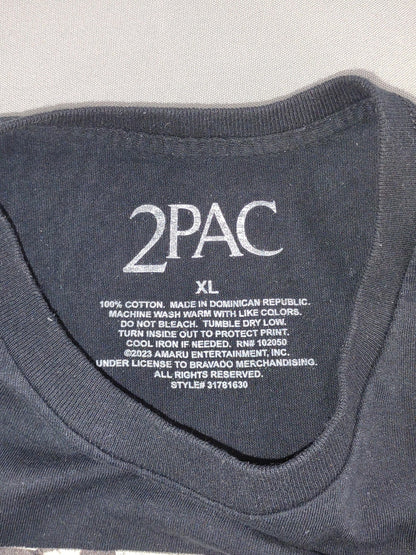Tupac Shirt Mens XL Black Rap Hip Hop Graphic Tee 2Pac American Flag 2023 Cotton