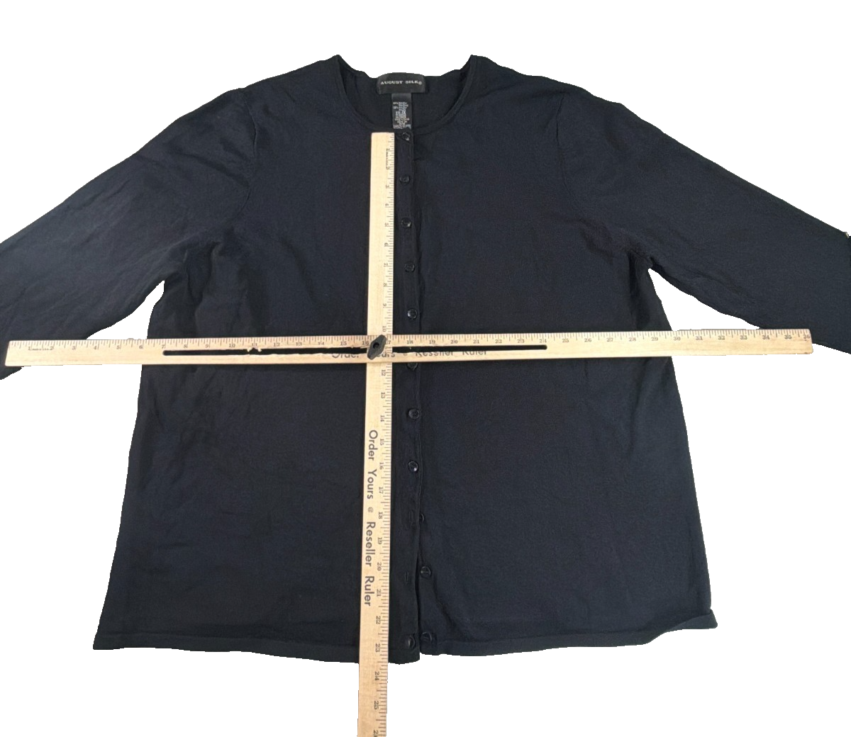 August Silk Black Button Front Cardigan Jacket Long Sleeve Womens Plus 1X Rayon