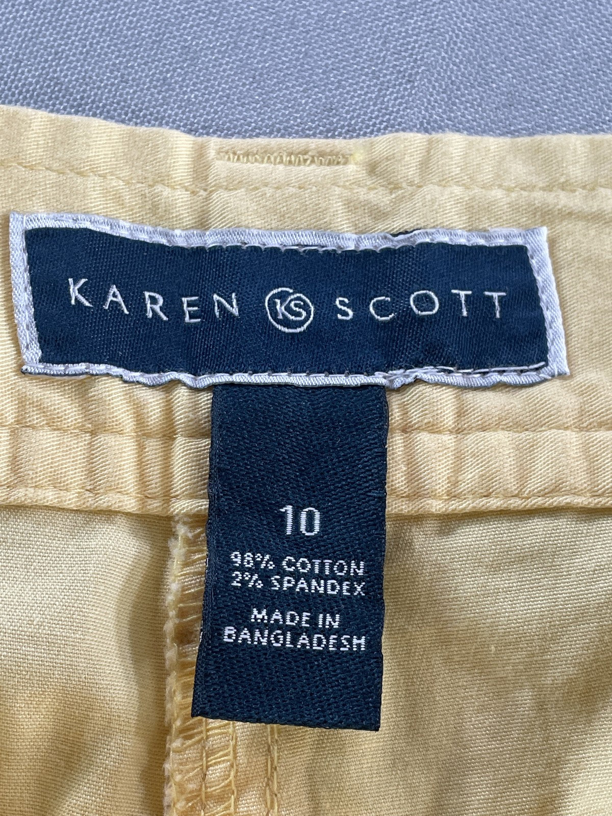 Karen Scott Pants Womens 10 Yellow Cropped Capri Cotton Spandex Stretch Casual