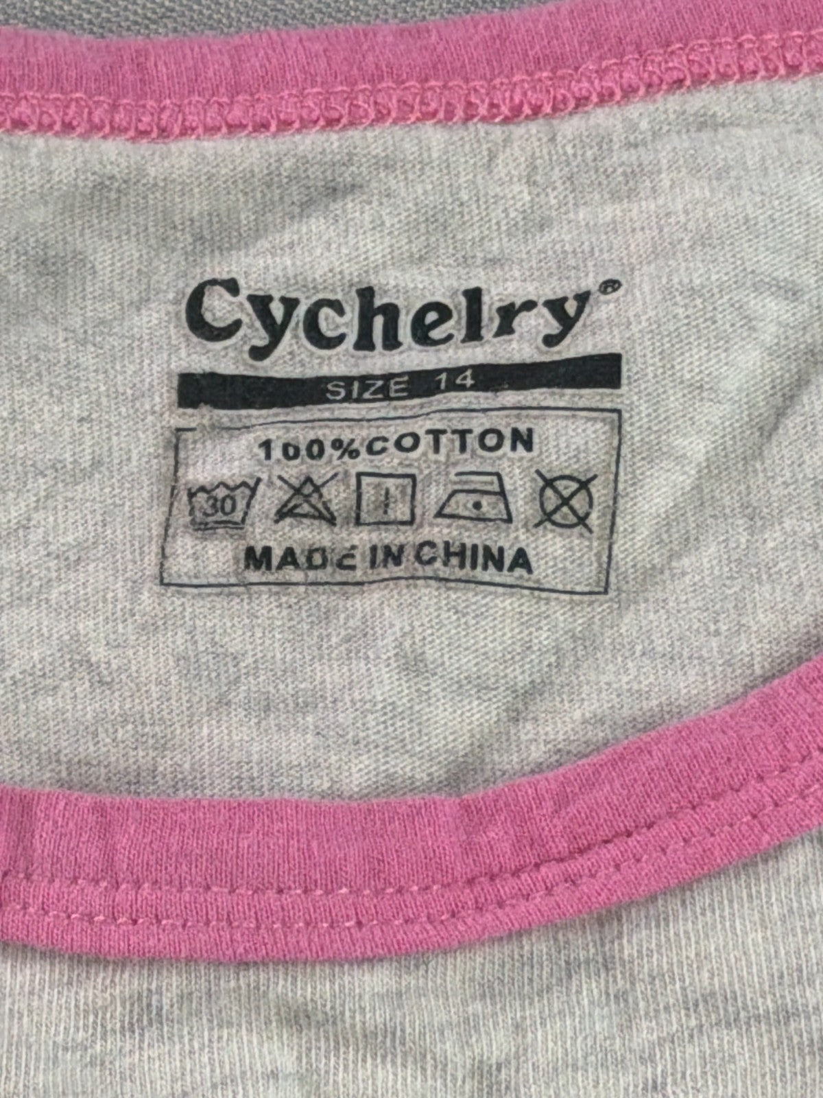 Girls Panda Graphic T Shirt Cychelry Size 14 Pink Trim Cotton Short Sleeve NWT