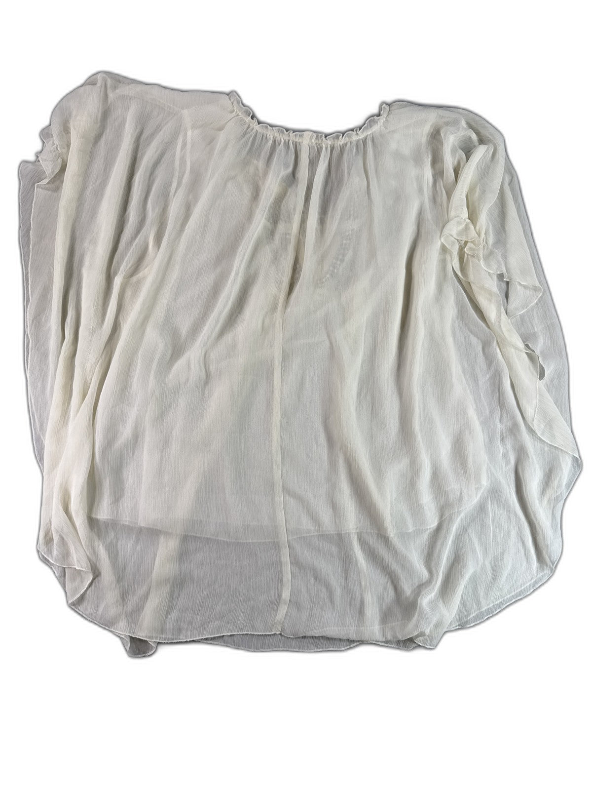 Rose Olive Boho Blouse Womens 2X White 100% Polyester Loose Fit Crochet Neck