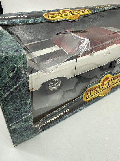 Ertl Collectibles Plymouth GTX Diecast Model Car 1:18 Scale White/Red Metal Hemi