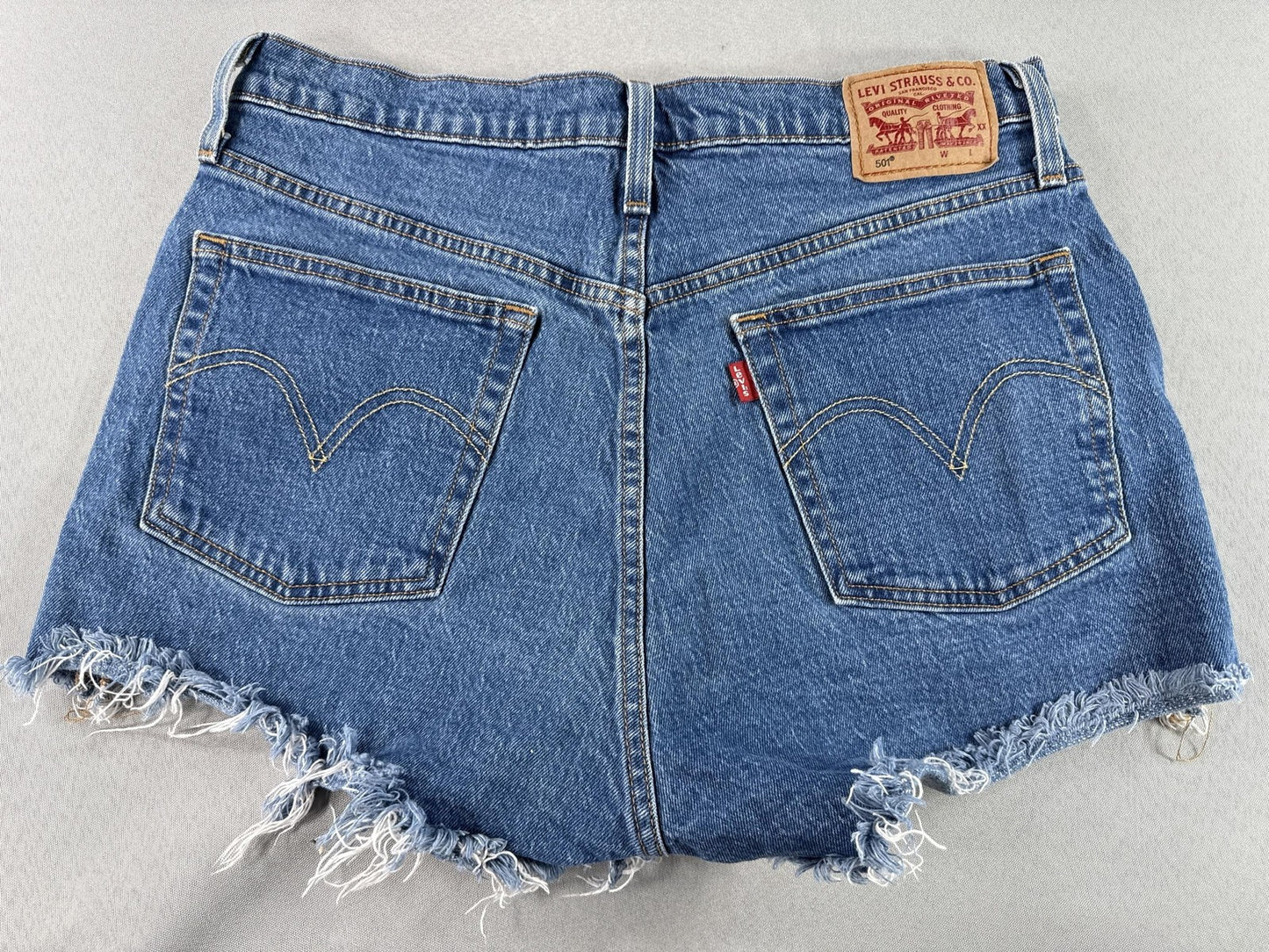 Vintage High Waisted Denim Cutoff Shorts Frayed Hem Blue Jean Summer Style