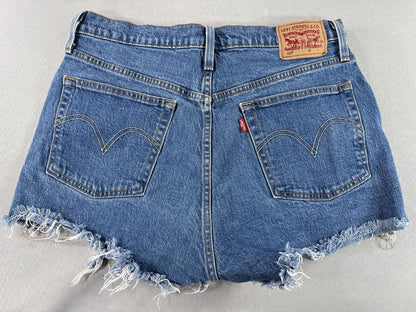 Vintage High Waisted Denim Cutoff Shorts Frayed Hem Blue Jean Summer Style