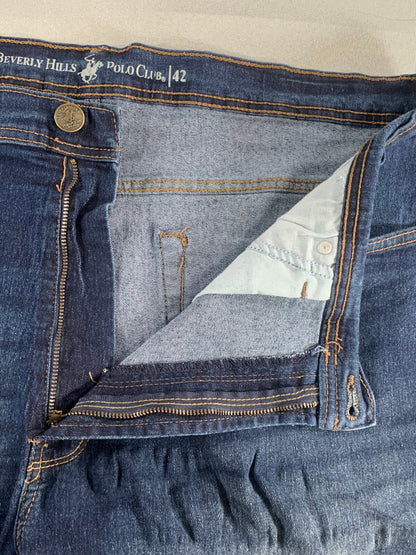 Beverly Hills Polo Club Jean Shorts Men’s 42 Blue Denim Baggy Fit Casual Zip Fly