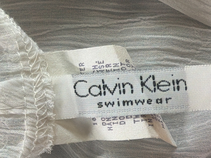 Calvin Klein Swimwear Cover Up Women Medium White Crinkle Hooded NWT Neiman Marc