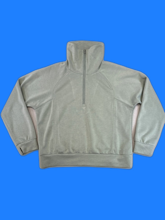 ANRABESS Half Zip Sweatshirt M Mint Green Long Sleeve Relaxed Fit Fleece